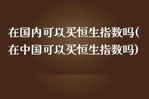 在国内可以买恒生指数吗(在中国可以买恒生指数吗)_https://www.gzmhy.com_基金理财_第1张