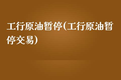 工行原油暂停(工行原油暂停交易)_https://www.gzmhy.com_期货理财_第1张