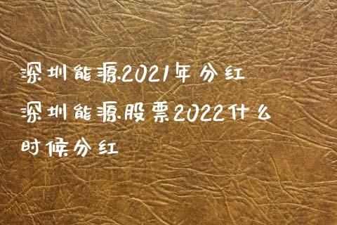深圳能源2021年分红 深圳能源股票2022什么时候分红_https://www.gzmhy.com_财经资讯_第1张