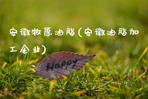 安徽牧原油脂(安徽油脂加工企业)_https://www.gzmhy.com_理财产品_第1张