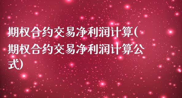 期权合约交易净利润计算(期权合约交易净利润计算公式)_https://www.gzmhy.com_理财品种_第1张
