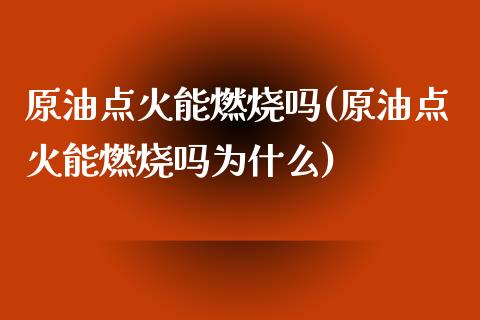 原油点火能燃烧吗(原油点火能燃烧吗为什么)_理财产品_第1张_格子财经网 原油点火能燃烧吗(原油点火能燃烧吗为什么)_https://www.gzmhy.com_理财产品_第1张