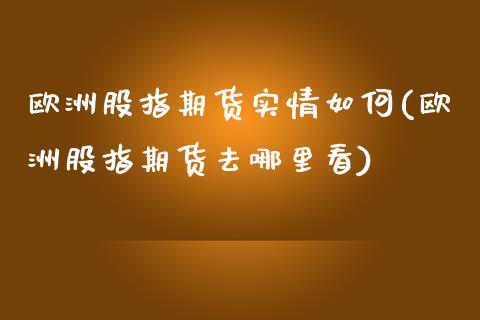 欧洲股指期货实情如何(欧洲股指期货去哪里看)_https://www.gzmhy.com_理财品种_第1张