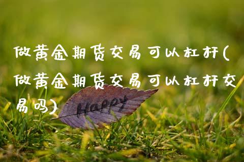 做黄金期货交易可以杠杆(做黄金期货交易可以杠杆交易吗)_https://www.gzmhy.com_理财产品_第1张