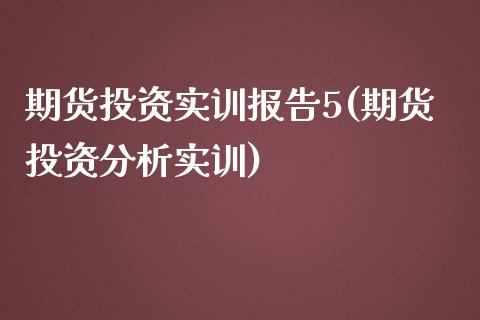 期货投资实训报告5(期货投资分析实训)_https://www.gzmhy.com_股票理财_第1张
