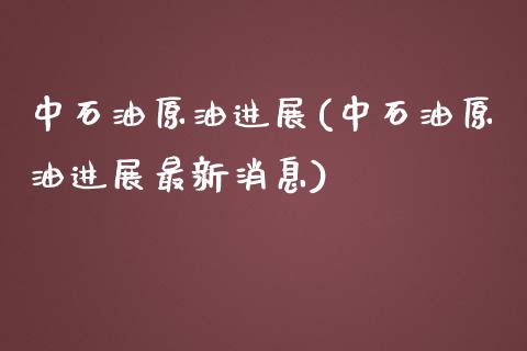 中石油原油进展(中石油原油进展最新消息)_https://www.gzmhy.com_股票理财_第1张