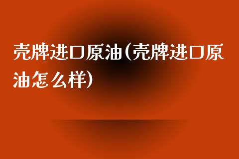 壳牌进口原油(壳牌进口原油怎么样)_https://www.gzmhy.com_理财产品_第1张