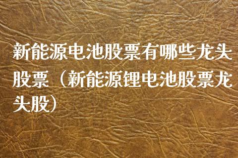 新能源电池股票有哪些龙头股票（新能源锂电池股票龙头股）_https://www.gzmhy.com_股票理财_第1张