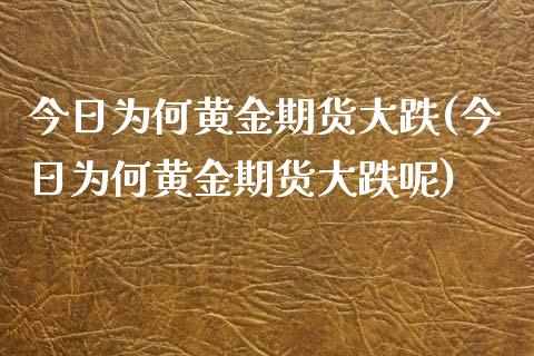 今日为何黄金期货大跌(今日为何黄金期货大跌呢)_https://www.gzmhy.com_基金理财_第1张