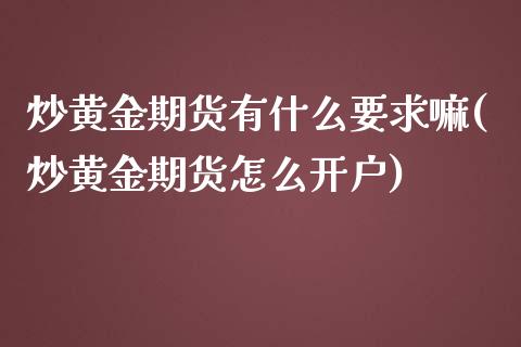 炒黄金期货有什么要求嘛(炒黄金期货怎么开户)_https://www.gzmhy.com_保险理财_第1张