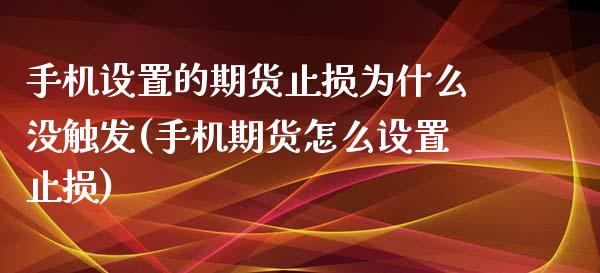 手机设置的期货止损为什么没触发(手机期货怎么设置止损)_https://www.gzmhy.com_基金理财_第1张