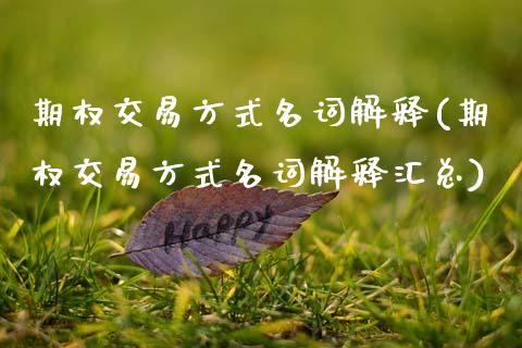期权交易方式名词解释(期权交易方式名词解释汇总)_https://www.gzmhy.com_期货理财_第1张