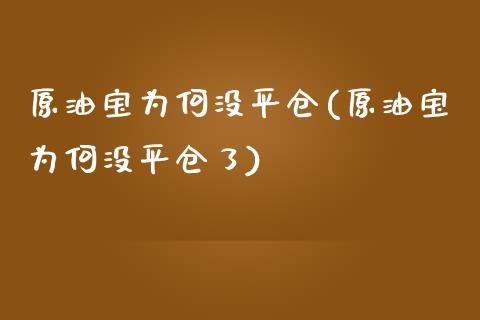 原油宝为何没平仓(原油宝为何没平仓了)_https://www.gzmhy.com_财经资讯_第1张