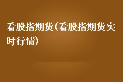 看股指期货(看股指期货实时行情)_https://www.gzmhy.com_基金理财_第1张