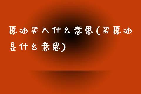原油买入什么意思(买原油是什么意思)_https://www.gzmhy.com_股票理财_第1张