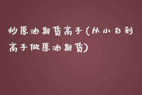 炒原油期货高手(从小白到高手做原油期货)_基金理财_第1张_格子财经网 炒原油期货高手(从小白到高手做原油期货)_https://www.gzmhy.com_基金理财_第1张
