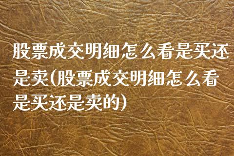 股票成交明细怎么看是买还是卖(股票成交明细怎么看是买还是卖的)_https://www.gzmhy.com_股票理财_第1张