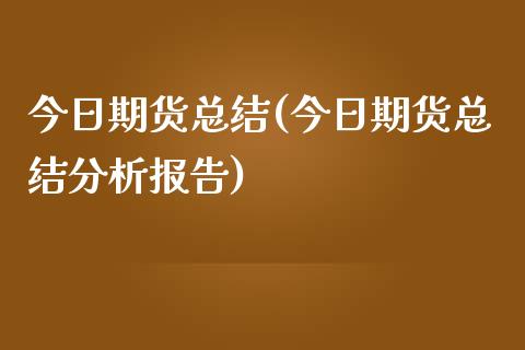 今日期货总结(今日期货总结分析报告)_https://www.gzmhy.com_基金理财_第1张