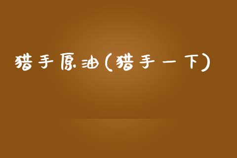 猎手原油(猎手一下)_https://www.gzmhy.com_财经资讯_第1张
