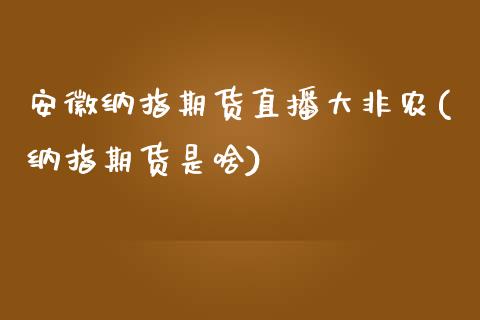 安徽纳指期货直播大非农(纳指期货是啥)_https://www.gzmhy.com_交易百科_第1张