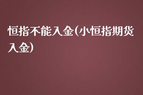 恒指不能入金(小恒指期货入金)_https://www.gzmhy.com_理财产品_第1张
