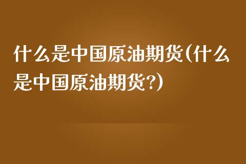 什么是中国原油期货(什么是中国原油期货?)_https://www.gzmhy.com_基金理财_第1张
